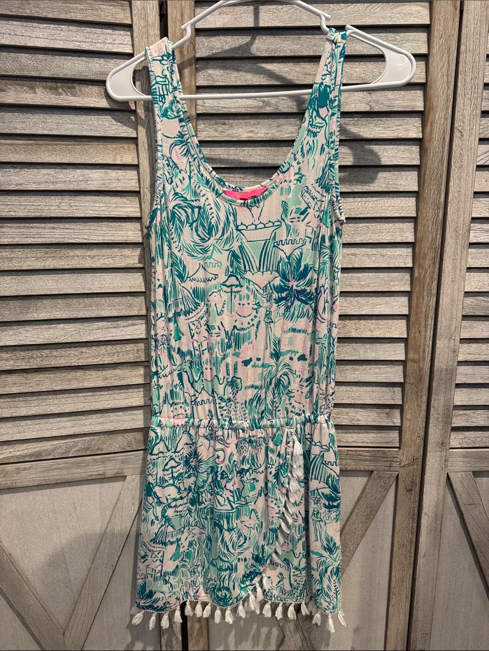 Lilly Pulitzer Romper preppy fringeTassel Hem Tropical Print Dress